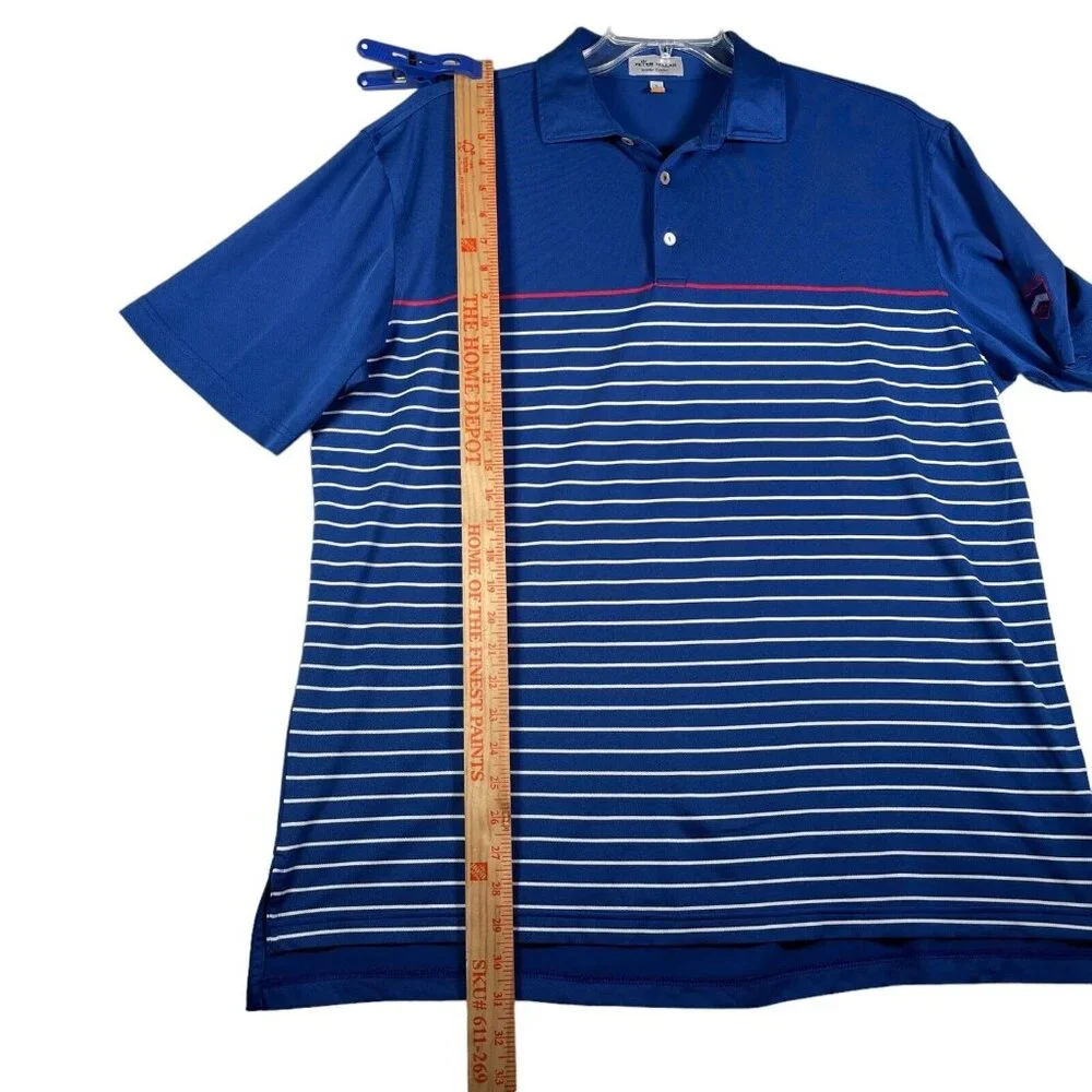 Peter Millar Polo Shirt Mens Size L Blue Striped Summer Comfort Fenway Golf Club